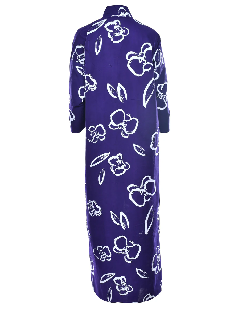 Vintage Floral Print Full Length Kimono - L - Image 2