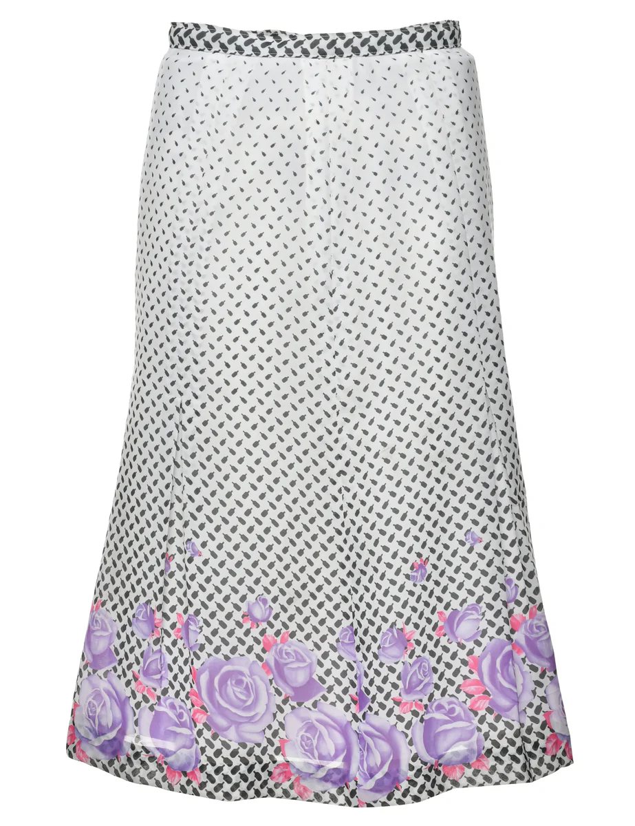 Vintage Floral Print Full Skirt - S