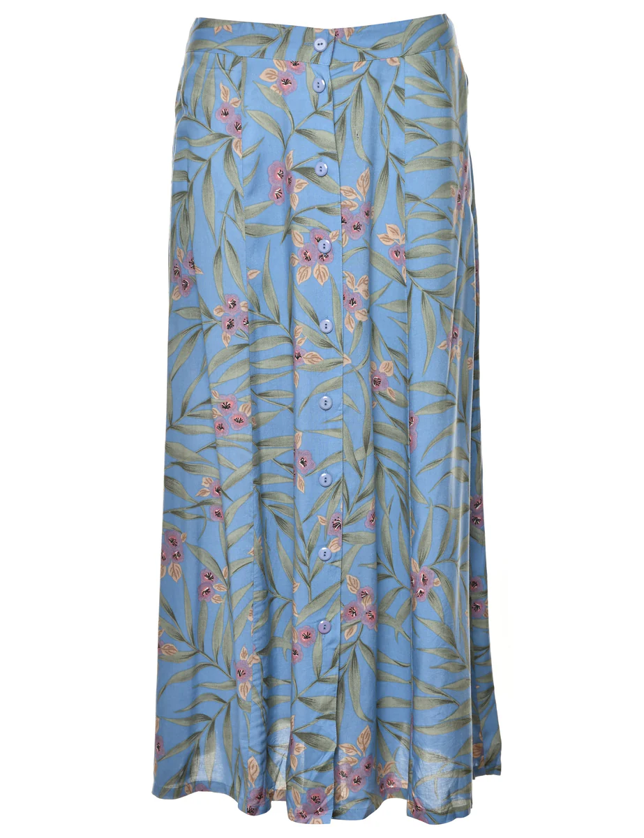Vintage Floral Print Full Skirt - S