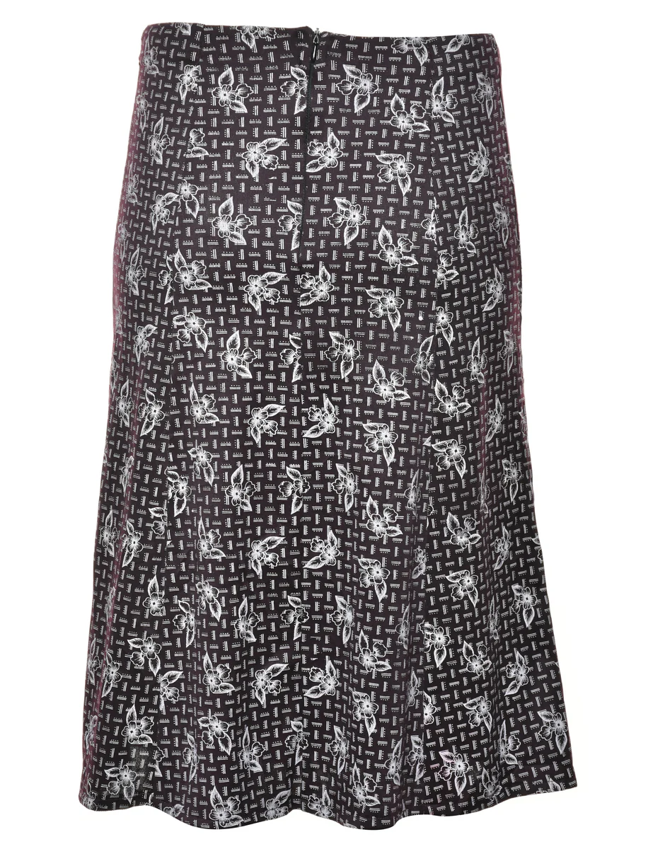 Vintage Floral Print Knee Length Skirt - S - Image 2