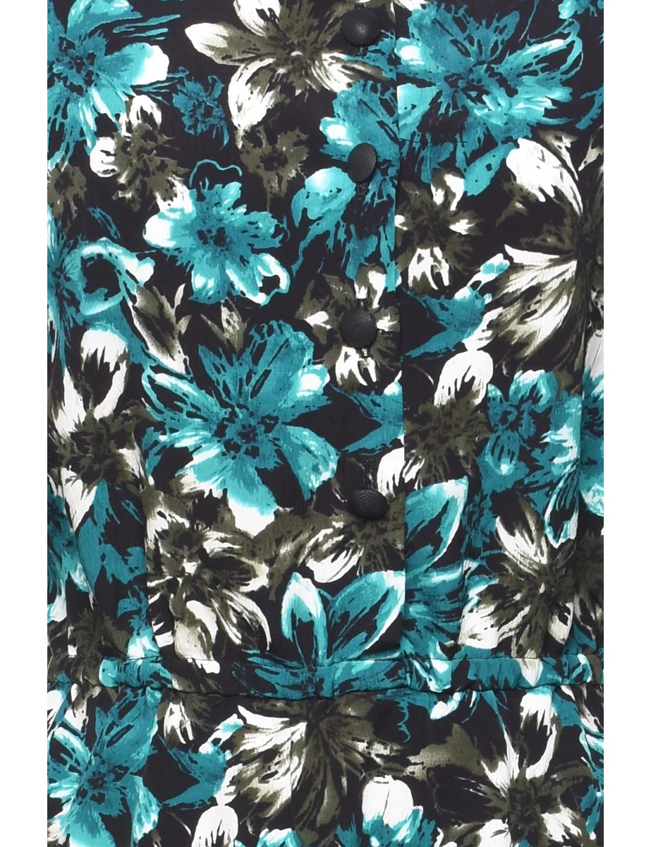Vintage Floral Print Maxi Dress - M - Image 3