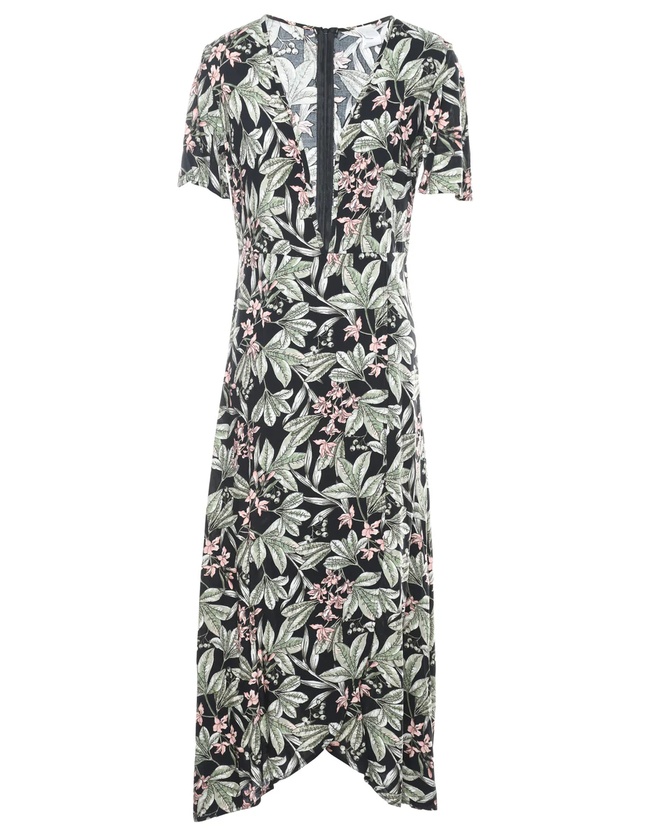 Vintage Floral Print Maxi Dress - S