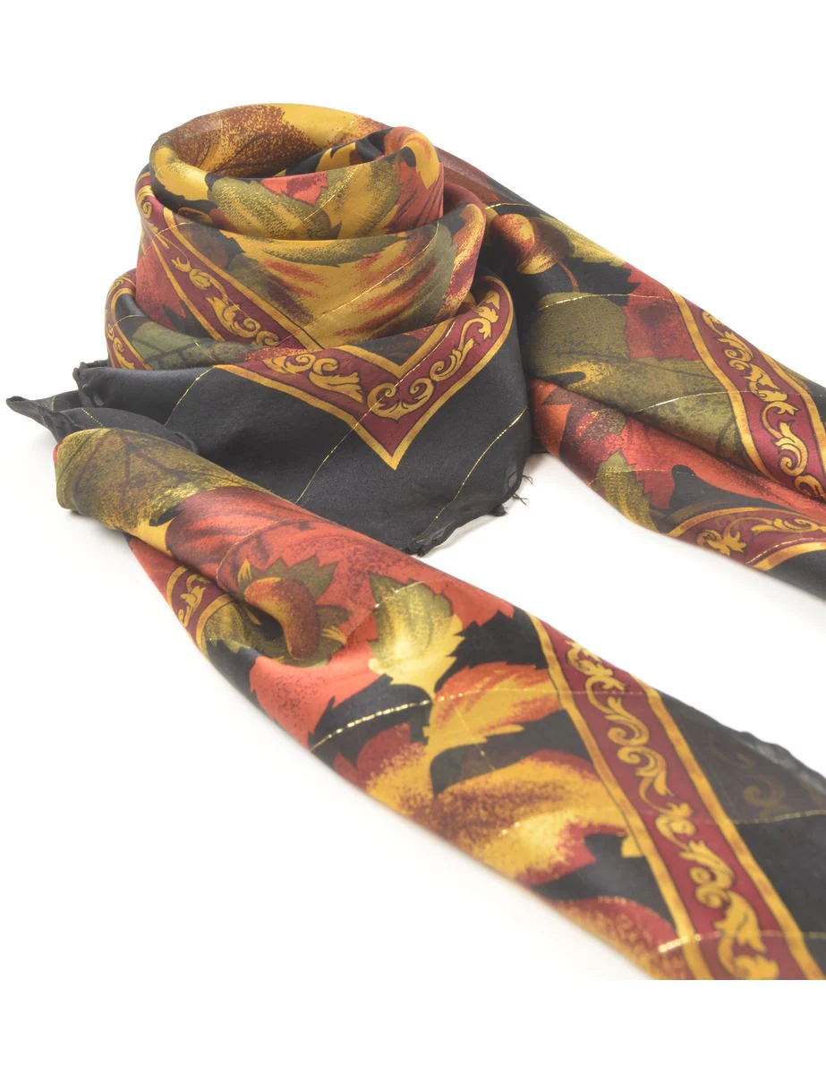 Vintage Floral Print Scarf - L - Image 2