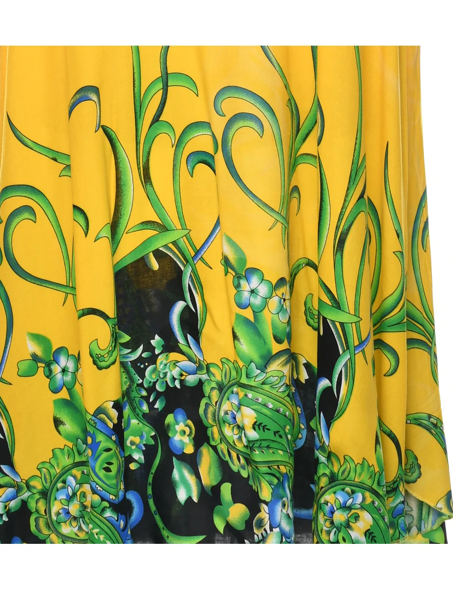 Vintage Floral Print Shift Dress - M - Image 3
