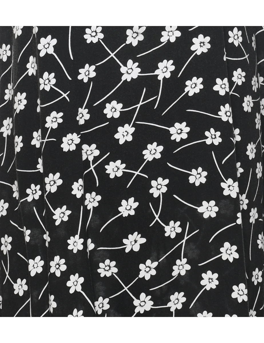 Vintage Floral Print Shift Dress - M - Image 3