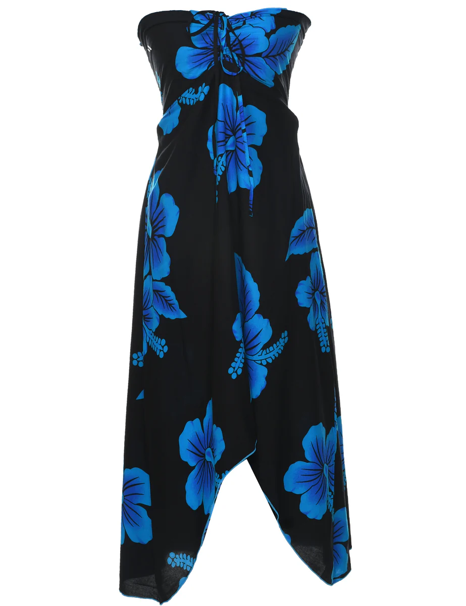 Floral Print Vintage Strapless Dress - XS