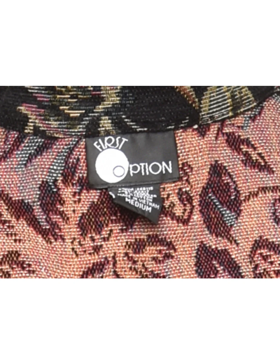 Vintage Foliage Print Casual Jacket - L - Image 4
