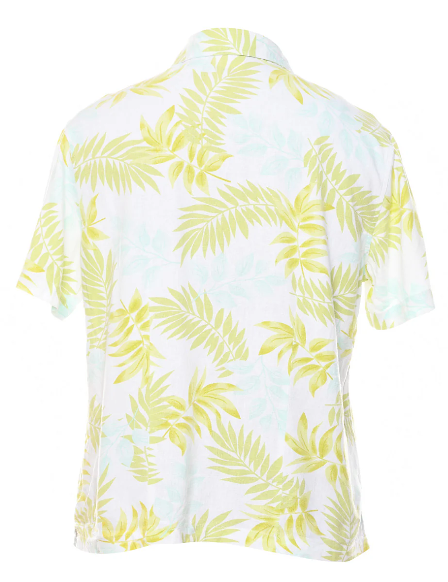 Vintage Foliage Print Hawaiian Shirt - L - Image 2