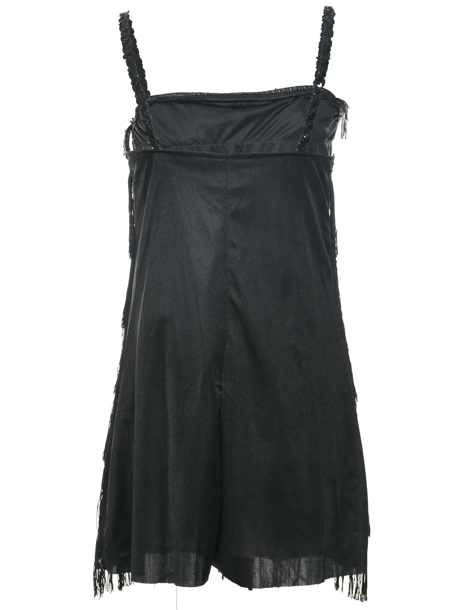 Vintage Fringed Black Dress - XS - Image 2