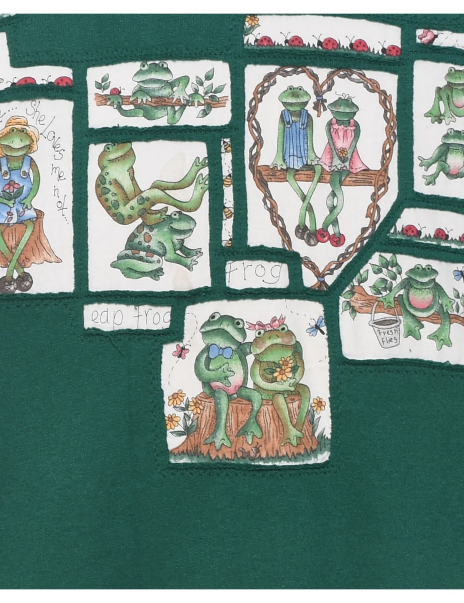 Vintage Frog Printed Sweatshirt - L - Image 3