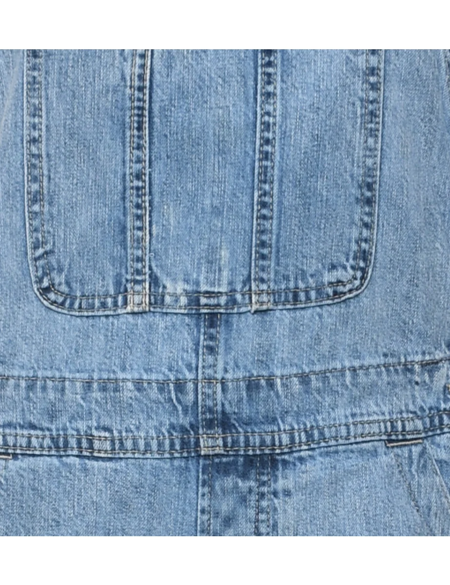 Vintage Gap Rolled Hem Black Cropped Dungarees - W32 L6 - Image 3