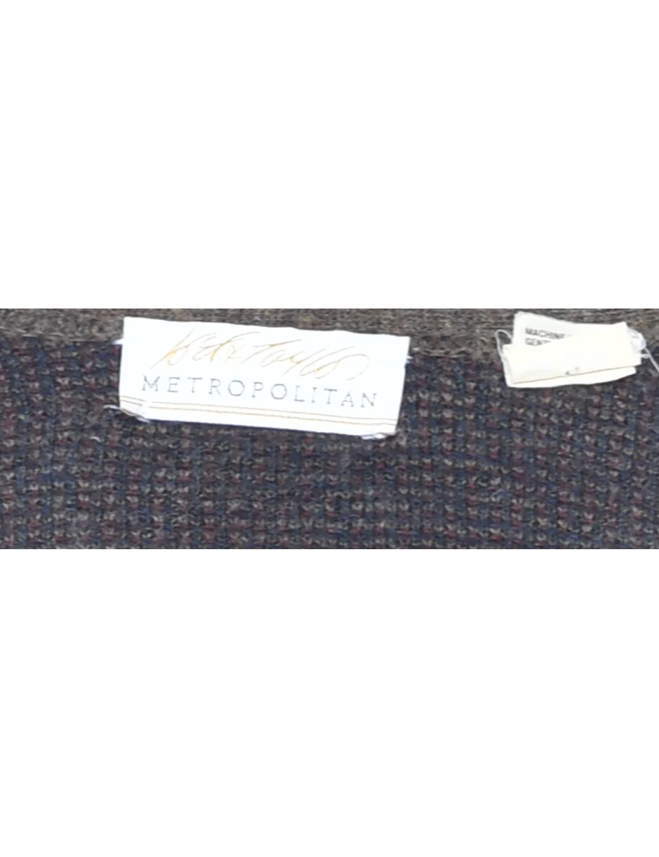 Vintage Geometric Pattern Cardigan - L - Image 4