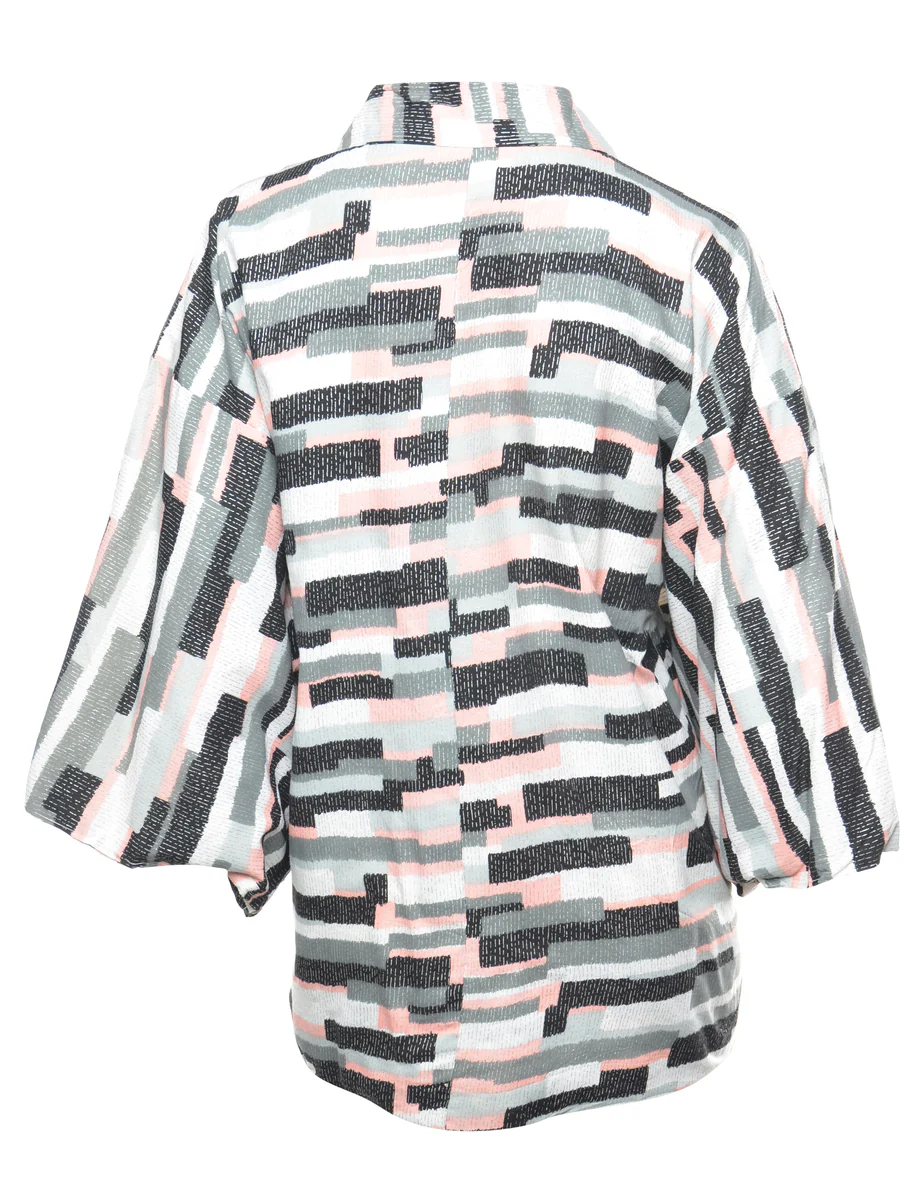 Geometric Print Cropped Kimono - S - Image 2