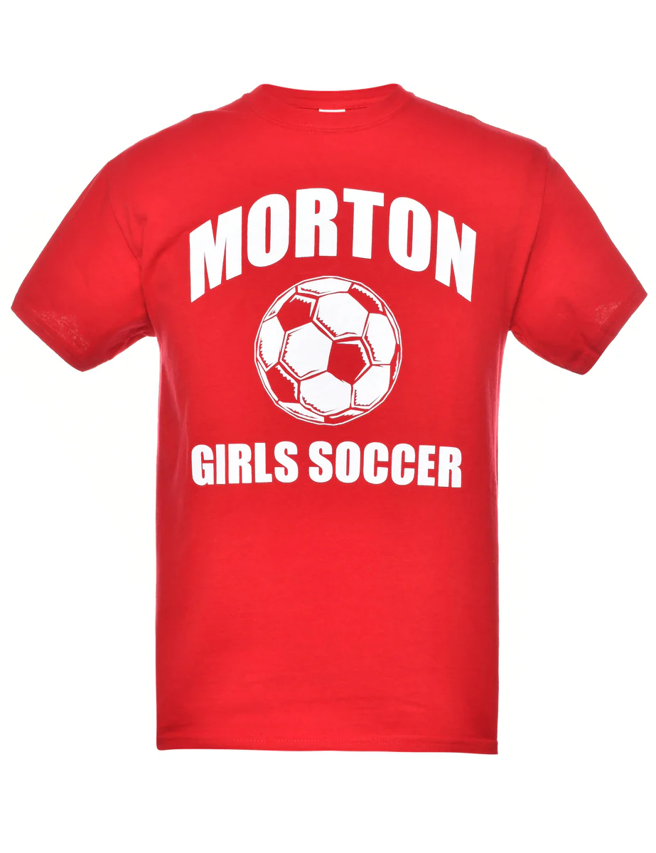 Vintage Gildan Morton Girls Soccer Printed T-shirt - M