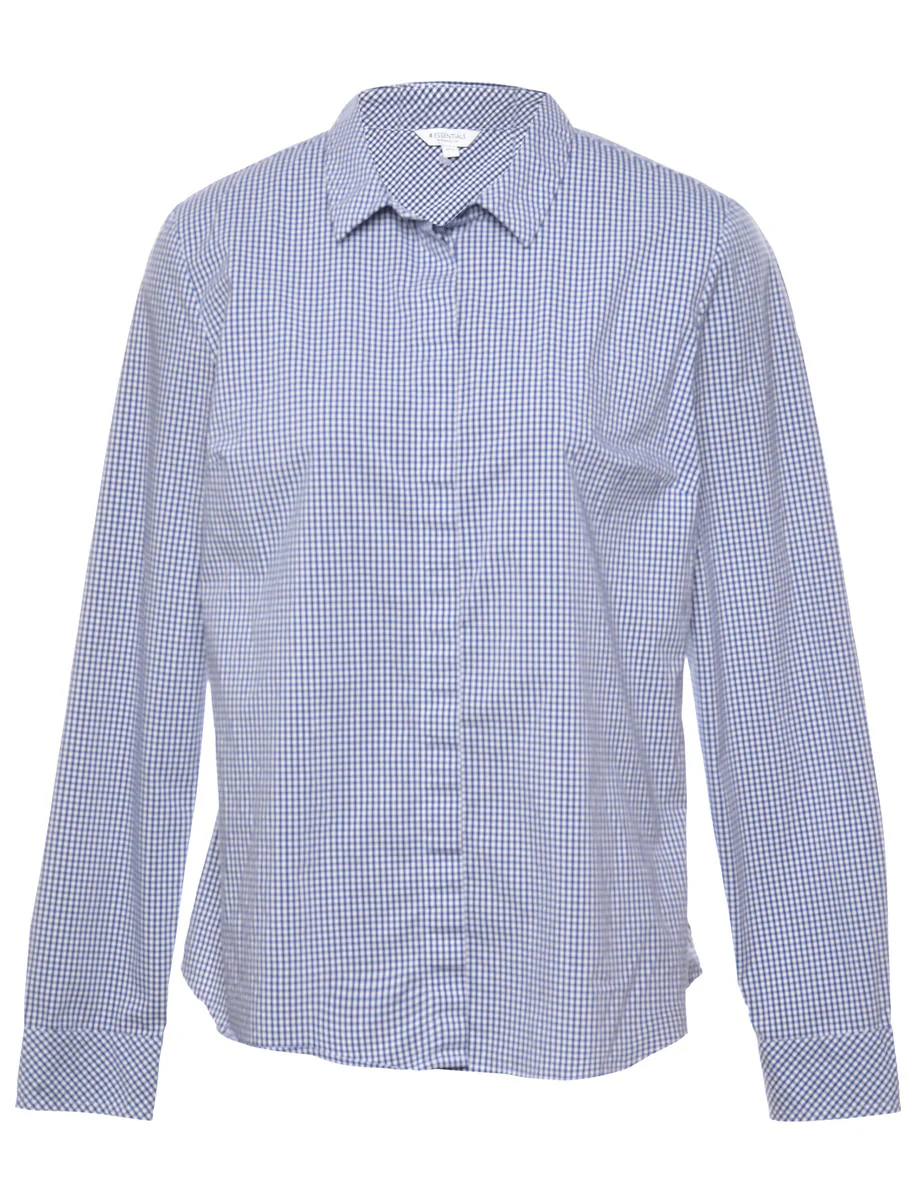 Vintage Gingham Pattern Blouse - M