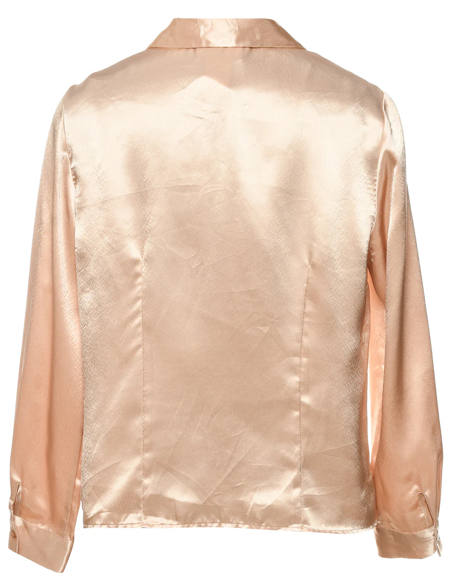 Vintage Gold Satin Evening Blouse - L - Image 2