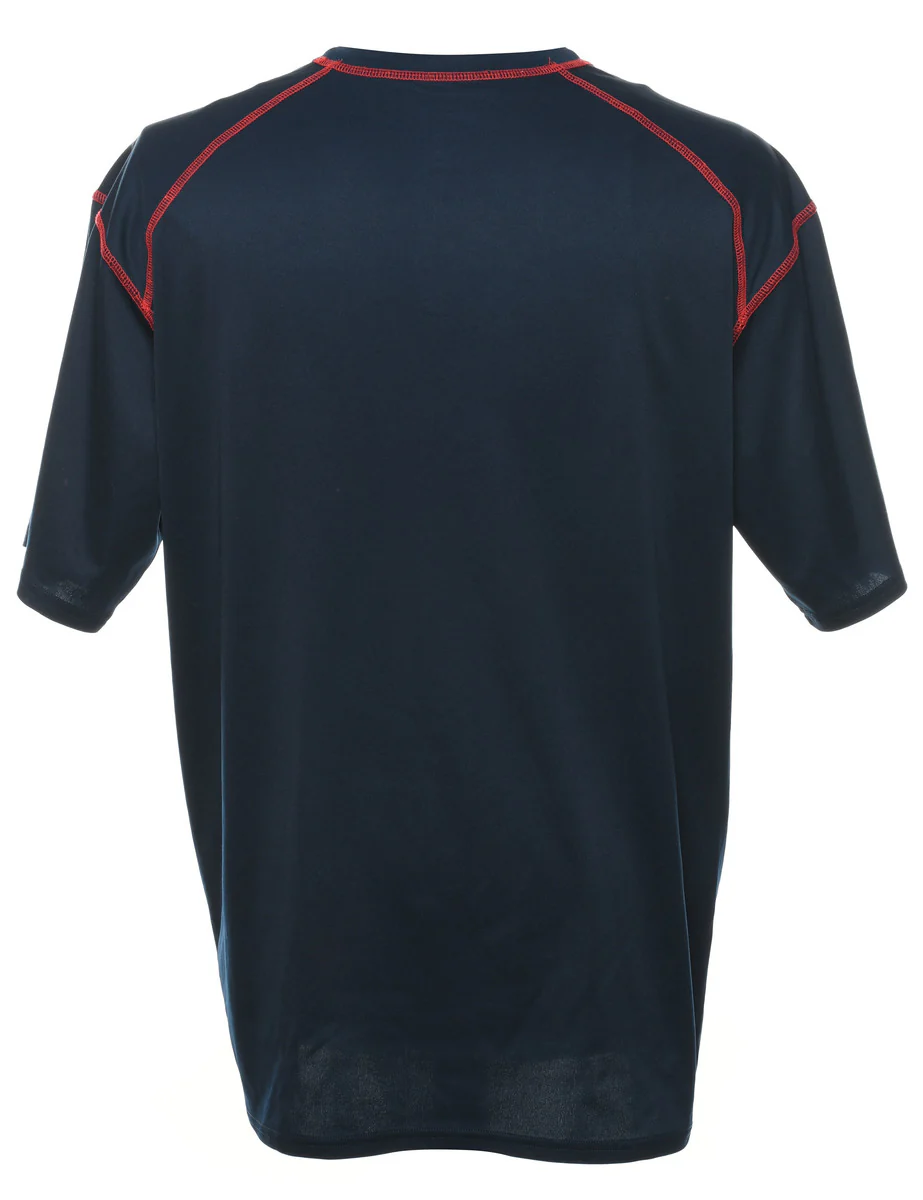 Vintage Grafton Red & Navy Basketball Sports T-shirt - XL - Image 2