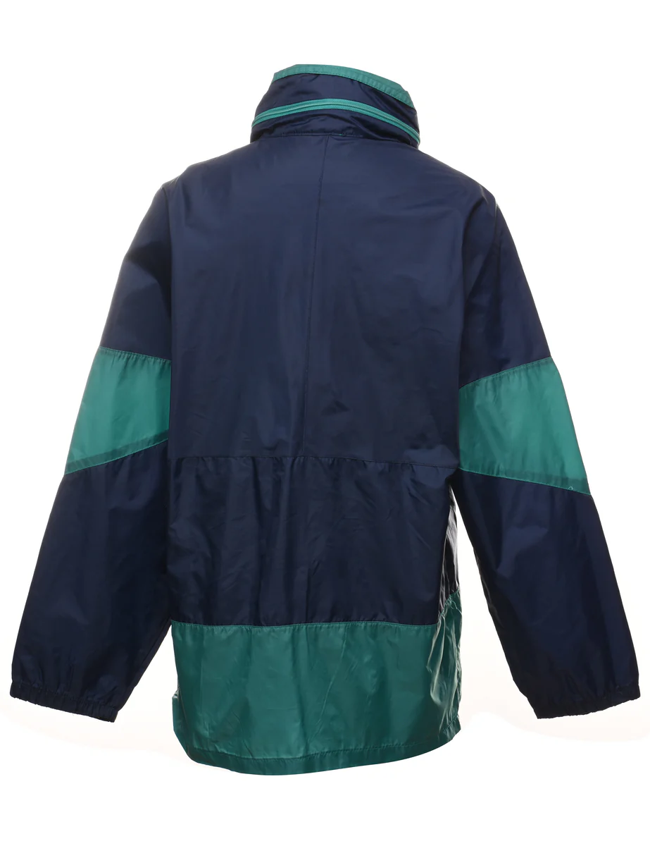 Vintage Green & Navy Two-Tone Nylon Jacket - S - Image 2