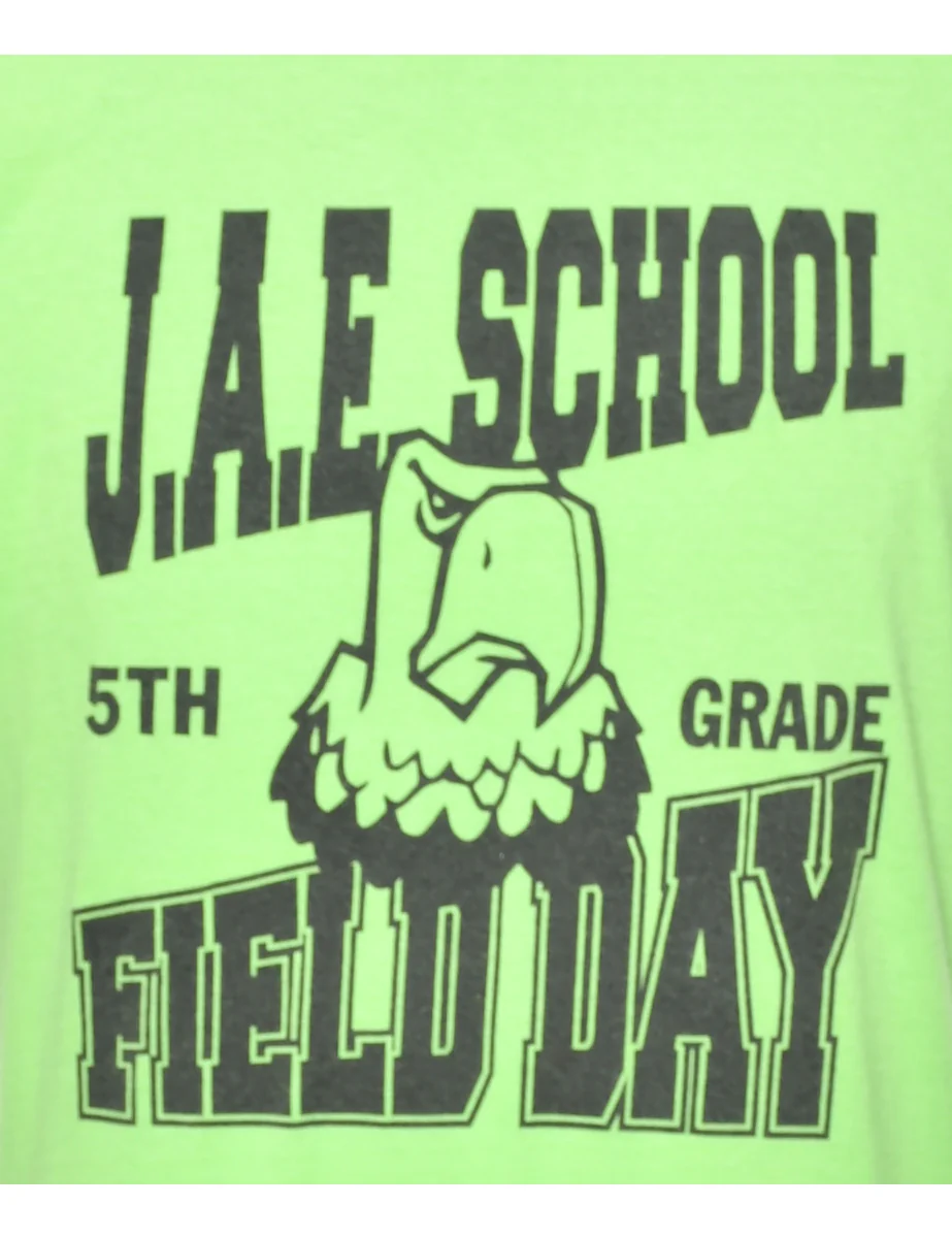 Vintage Green Printed T-shirt - M - Image 3