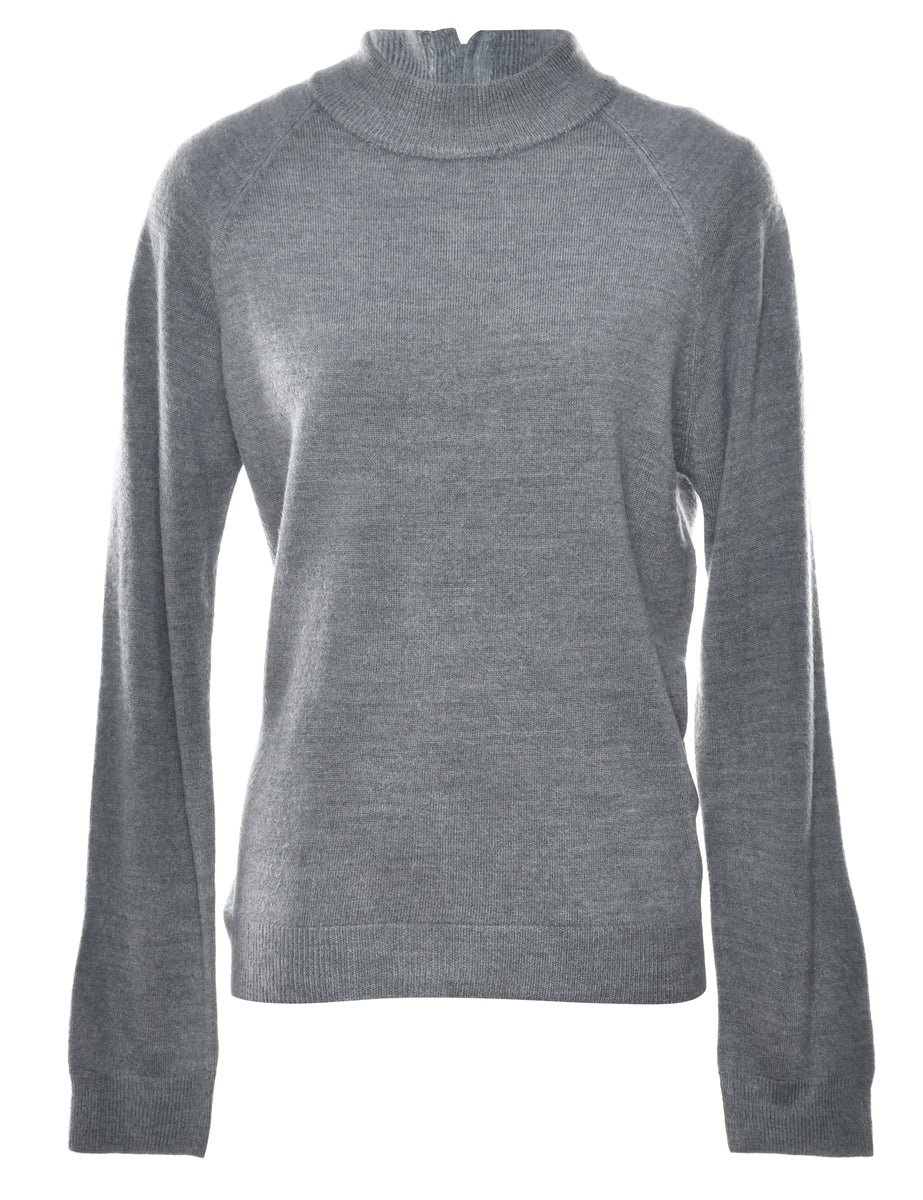 Vintage Grey High Neck Jumper - M
