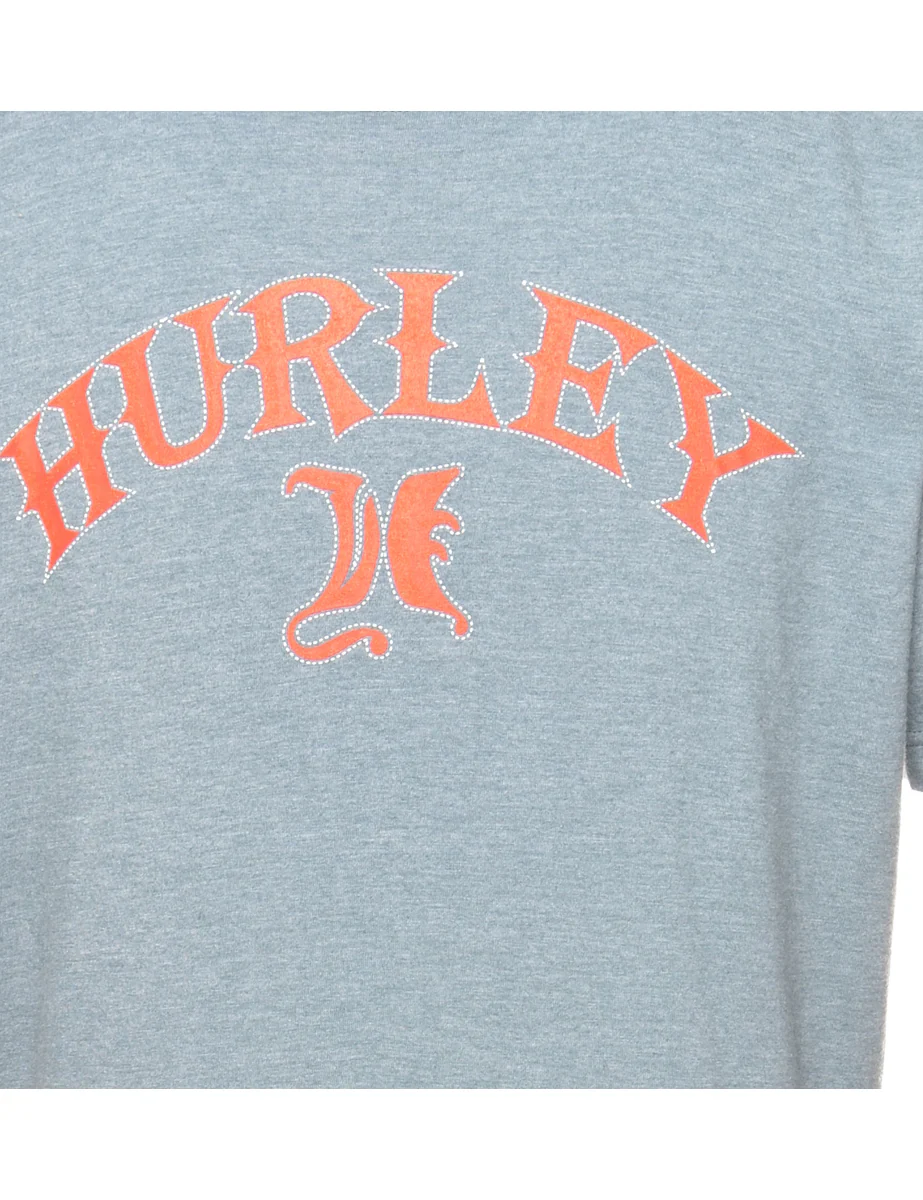 Vintage Grey Hurley Printed T-shirt - L - Image 3