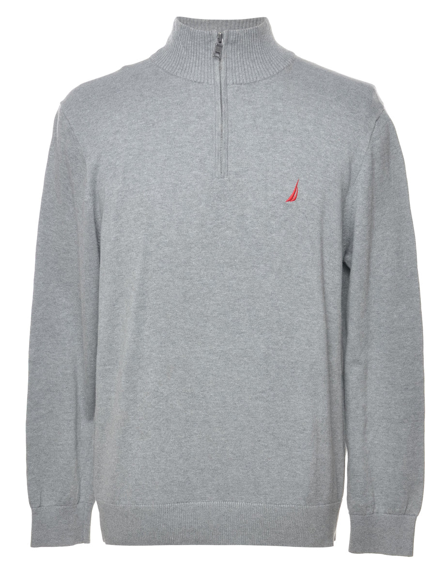 Grey Nautica Polo Neck Jumper - L