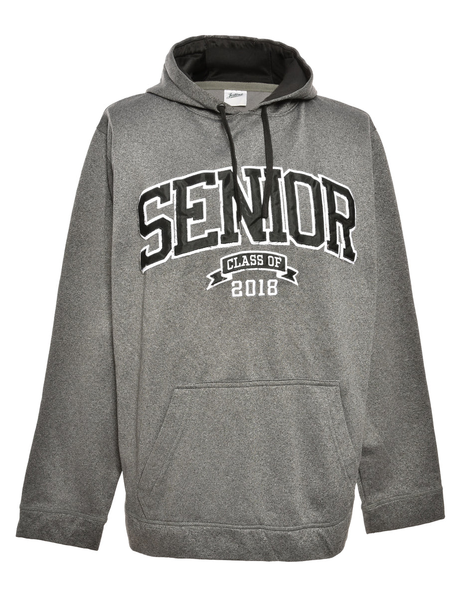 Vintage Grey Senior Printed Hoodie - L