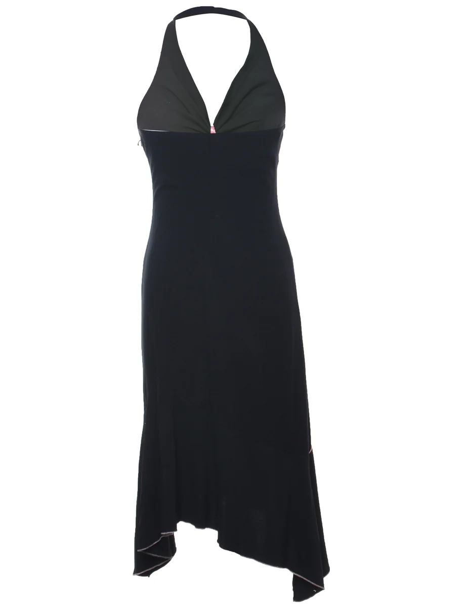 Vintage Halterneck Y2K Black Dress - XS - Image 2