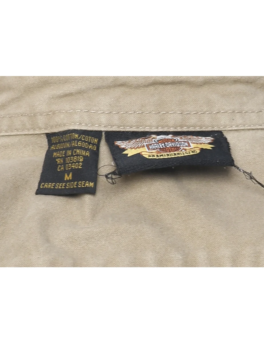 1990s Y2K Vintage Harley Davidson Denim Shirt - M - Image 4