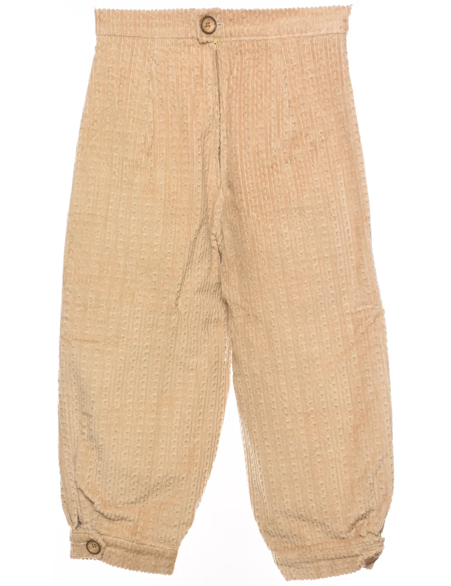 Vintage High Waist Light Brown Corduroy Trousers - W26 L19