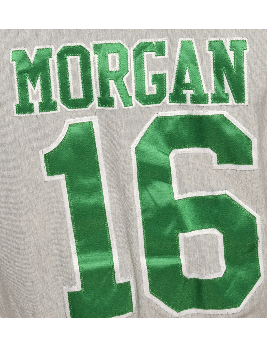 Vintage Hockey Grey Hooded Sports Sweatshirt - L - Image 5