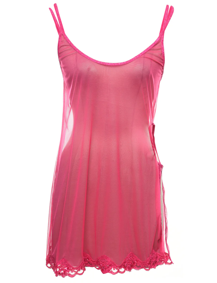 Vintage Hot Pink Sheer Babydoll - S