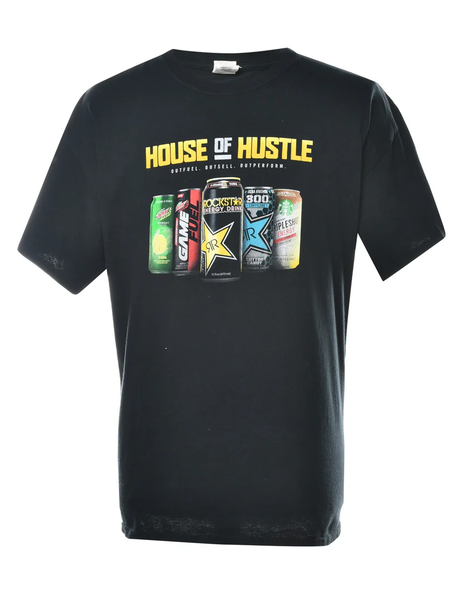 Vintage House Of Hustle Energy Drink Novelty Print T-shirt - XL