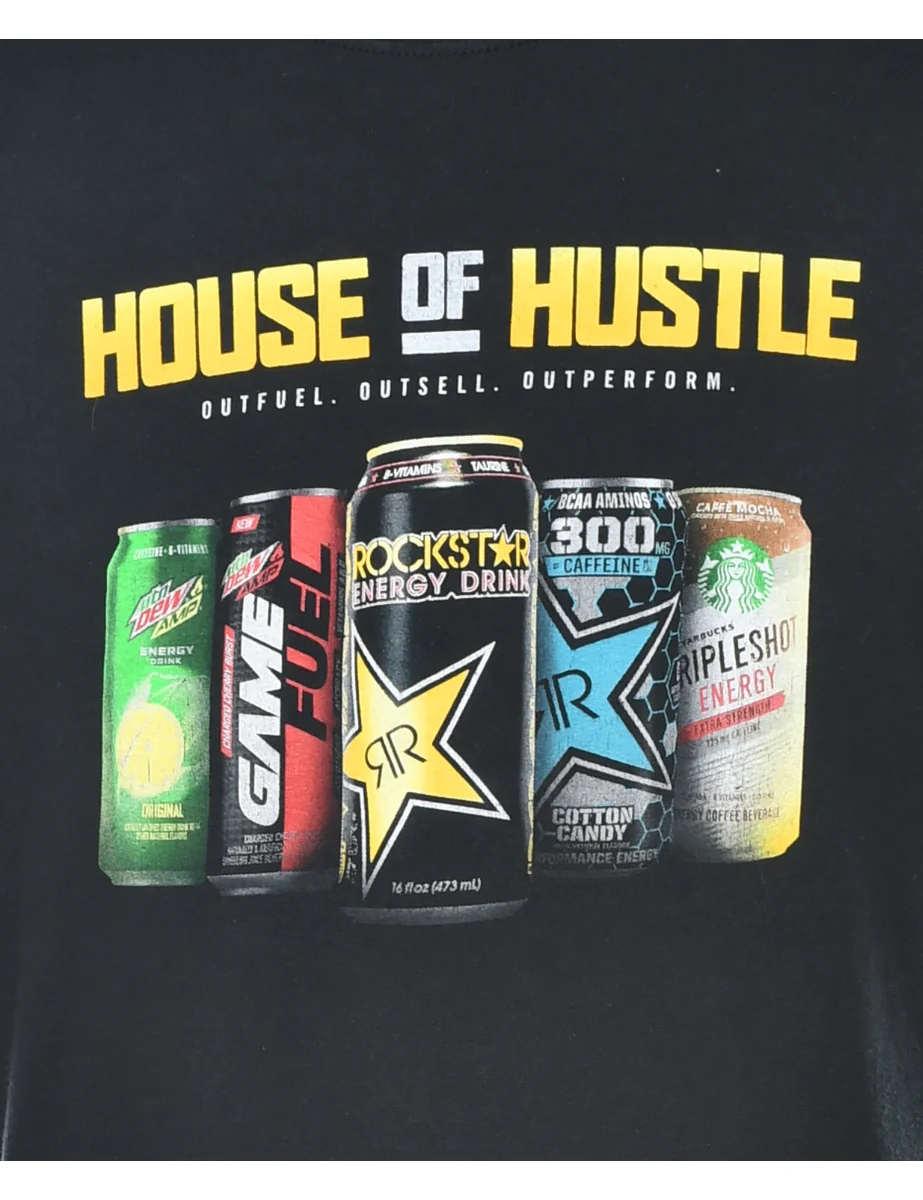 Vintage House Of Hustle Energy Drink Novelty Print T-shirt - XL - Image 3