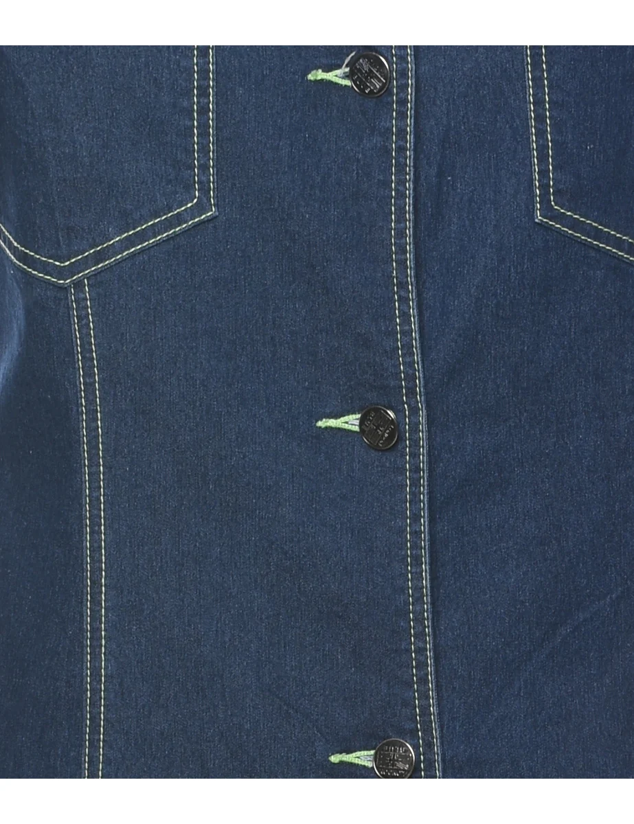 Vintage Indigo Denim Dress - L - Image 3