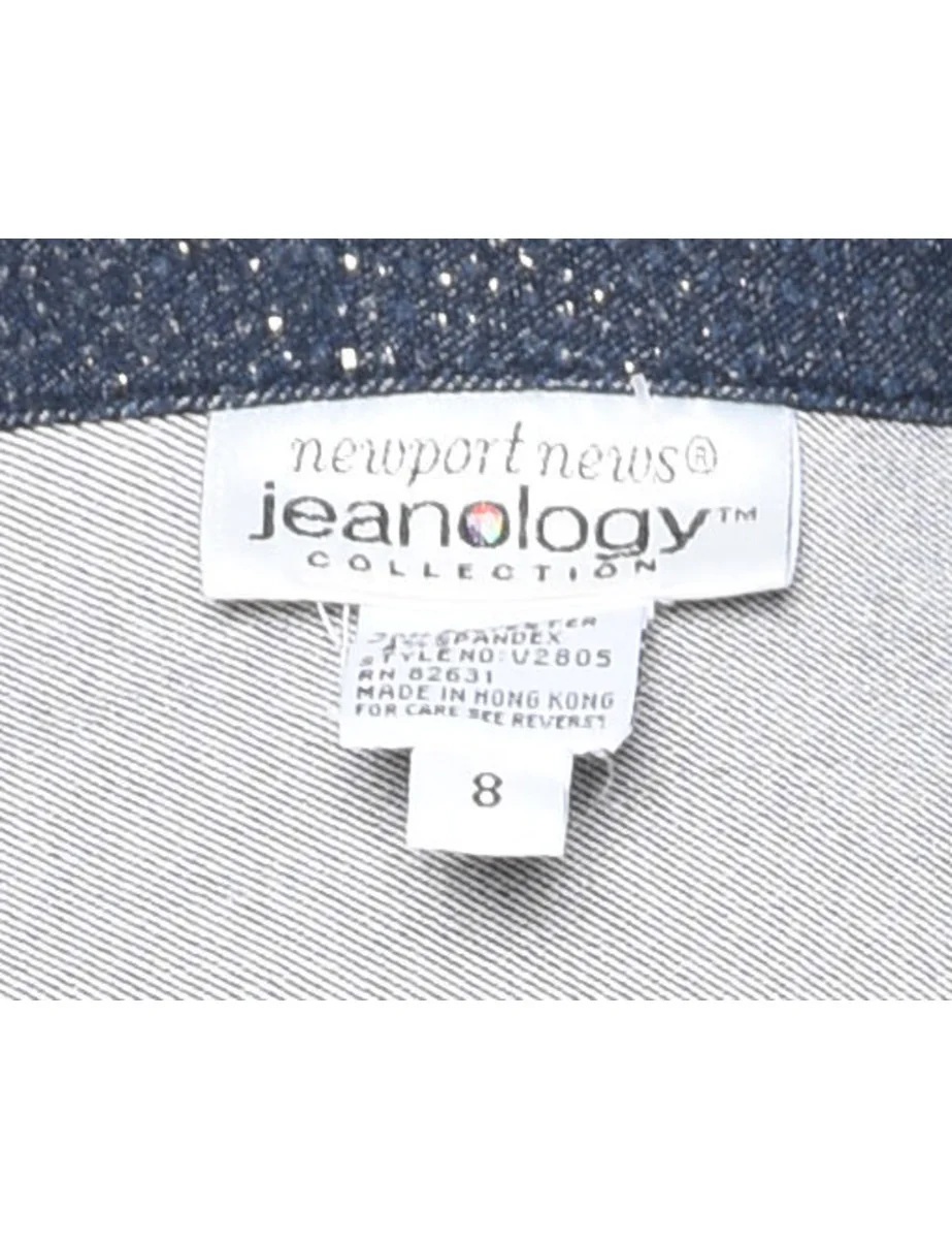 Vintage Indigo Glittery Denim Jacket - S - Image 4