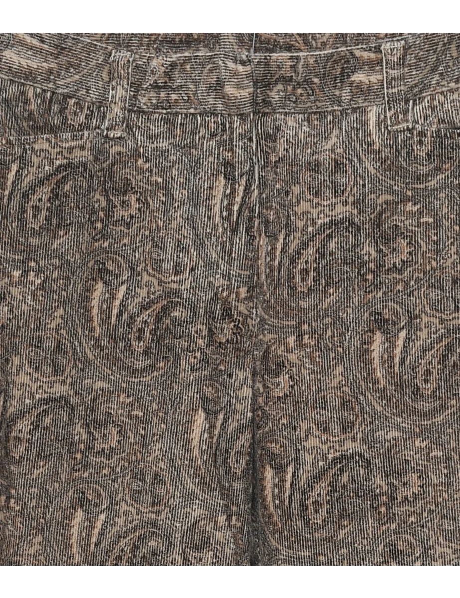 Vintage Jones New York Paisley Pattern Blue & Off-White Corduroy Trousers - W32 L32 - Image 3