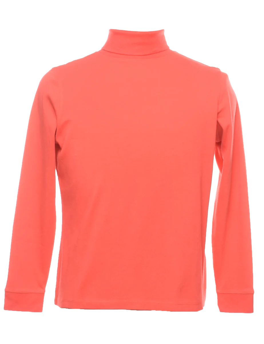 Vintage L.L. Bean Roll Neck Plain Coral T-shirt - L