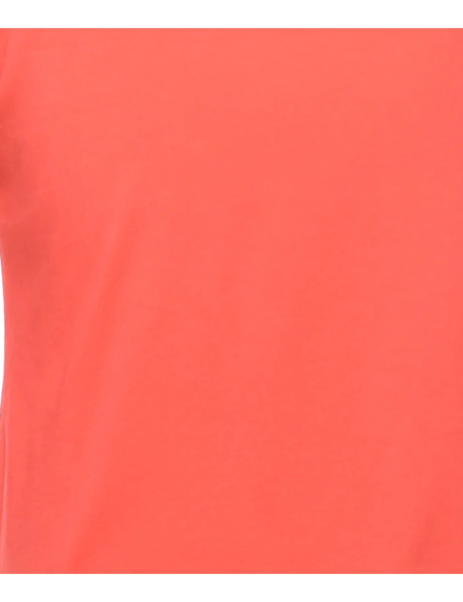 Vintage L.L. Bean Roll Neck Plain Coral T-shirt - L - Image 3