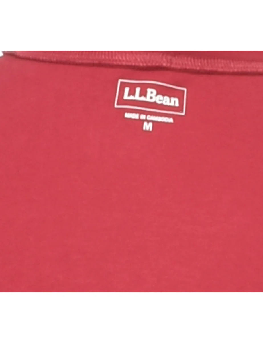 Vintage L.L. Bean Roll Neck Red Plain T-shirt - M - Image 4