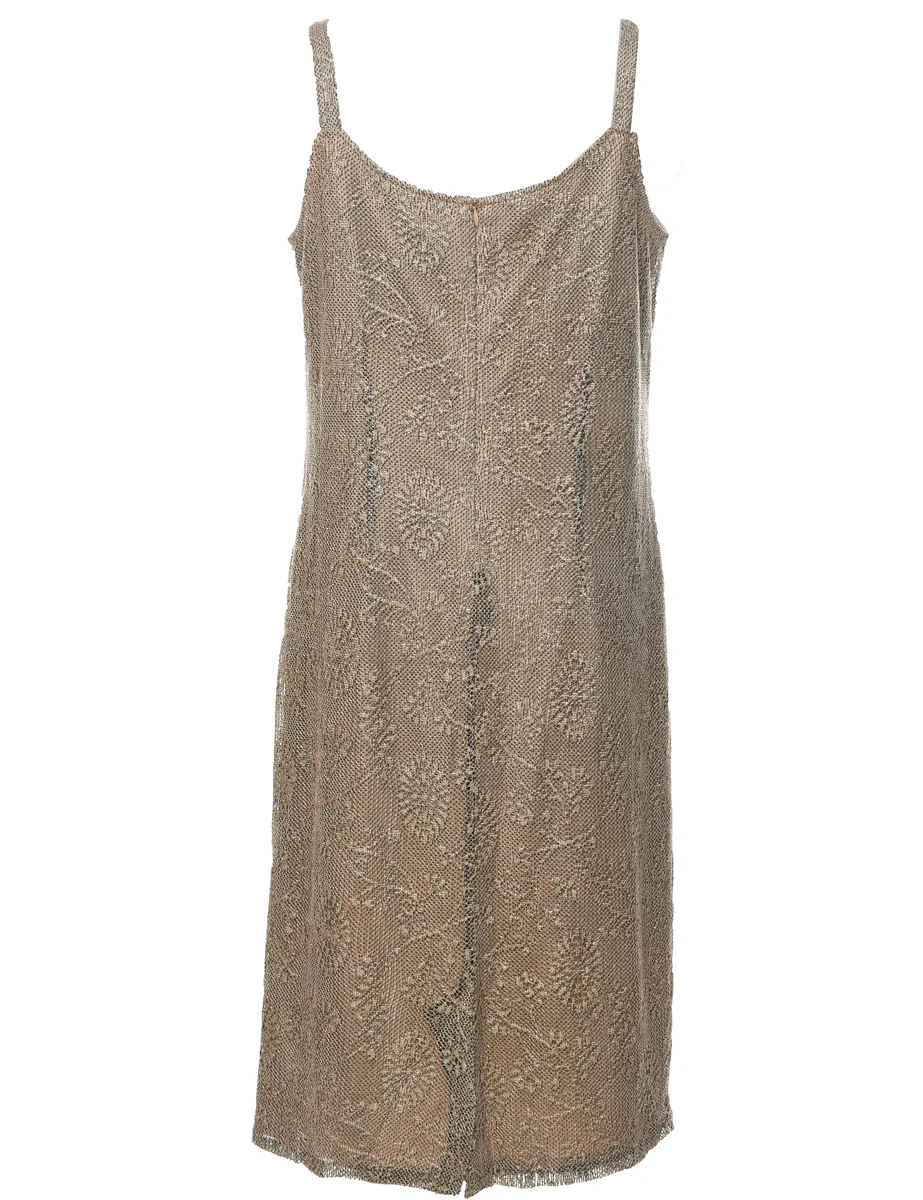 Vintage Lace Brown Evening Dress - M - Image 2