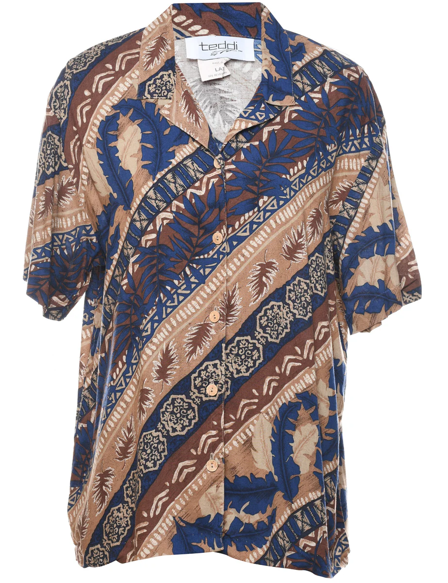 Vintage Leafy Print Blouse - L