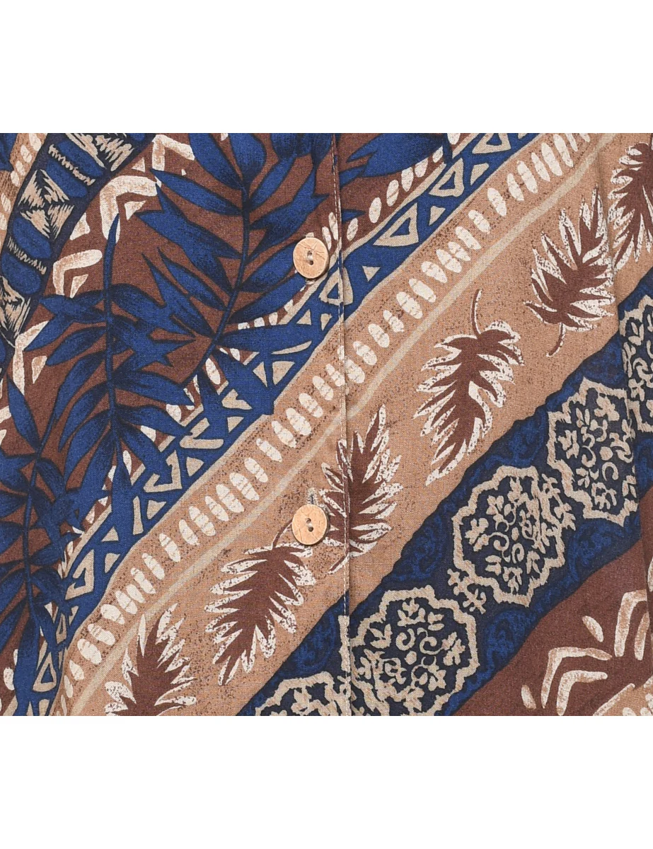 Vintage Leafy Print Blouse - L - Image 3