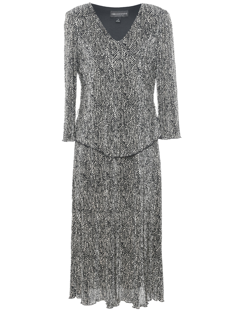 Vintage Leafy Print Dress - L