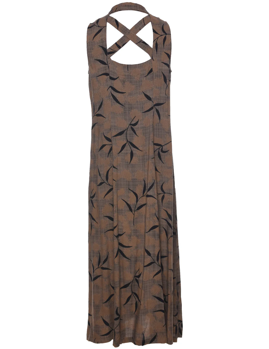 Vintage Leafy Print Dress - M - Image 2