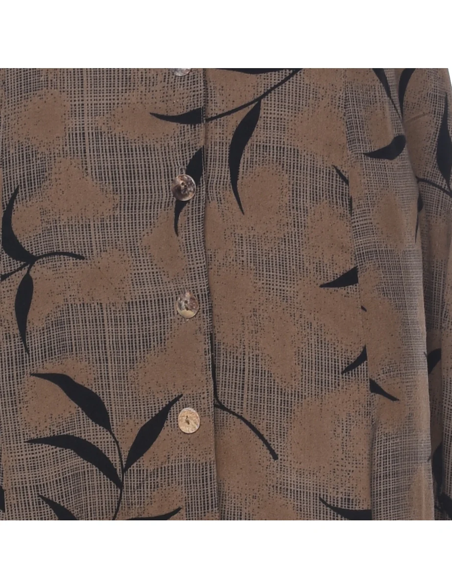 Vintage Leafy Print Dress - M - Image 3