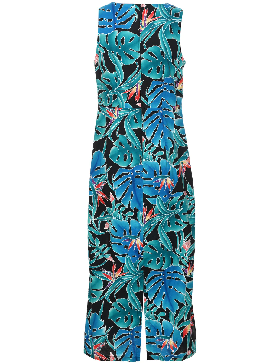 Vintage Leafy Print Dress - M - Image 2