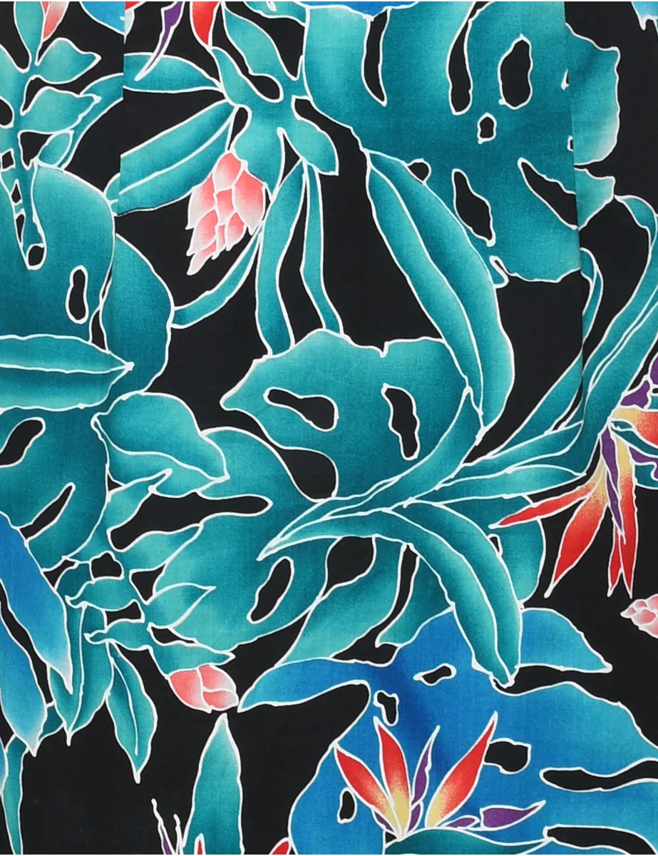 Vintage Leafy Print Dress - M - Image 3