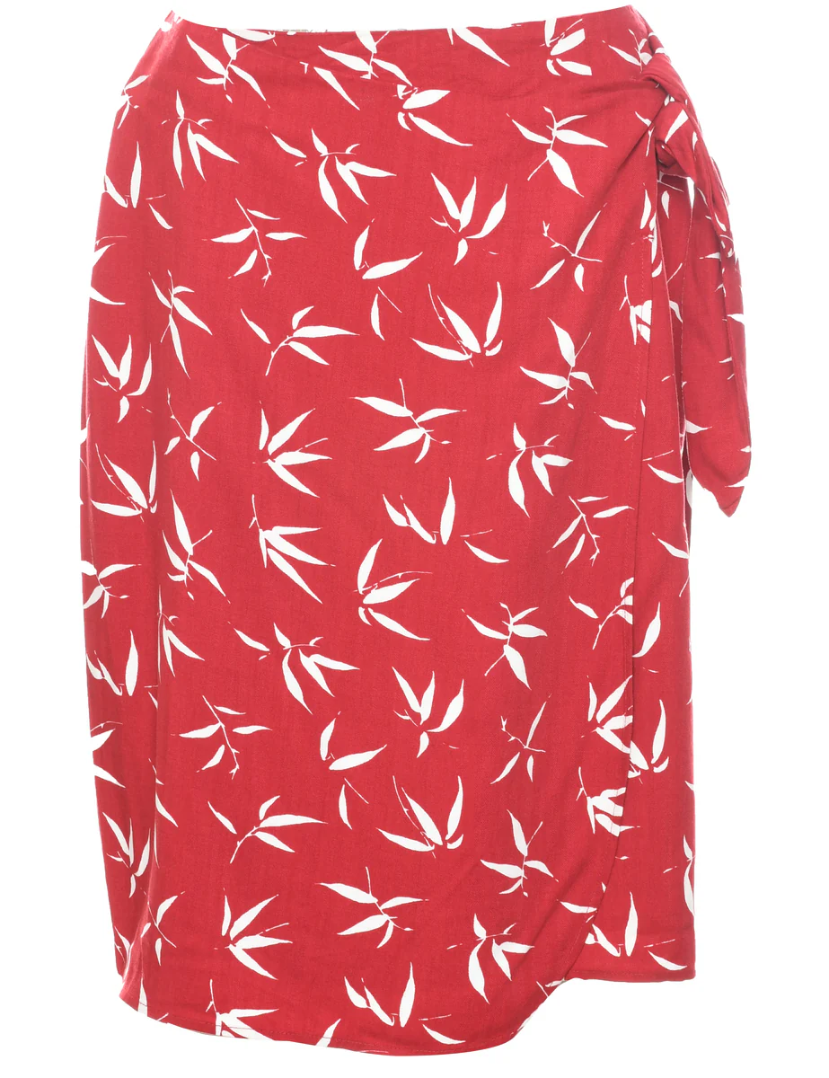 Vintage Leafy Print Tiered Skirt - M