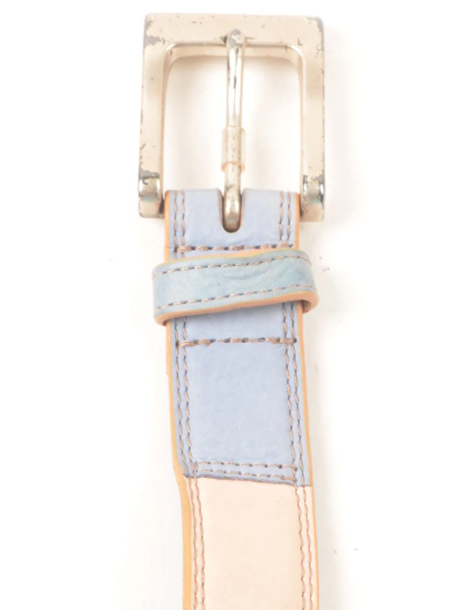 Vintage Leather Colour Block Belt - M - Image 2